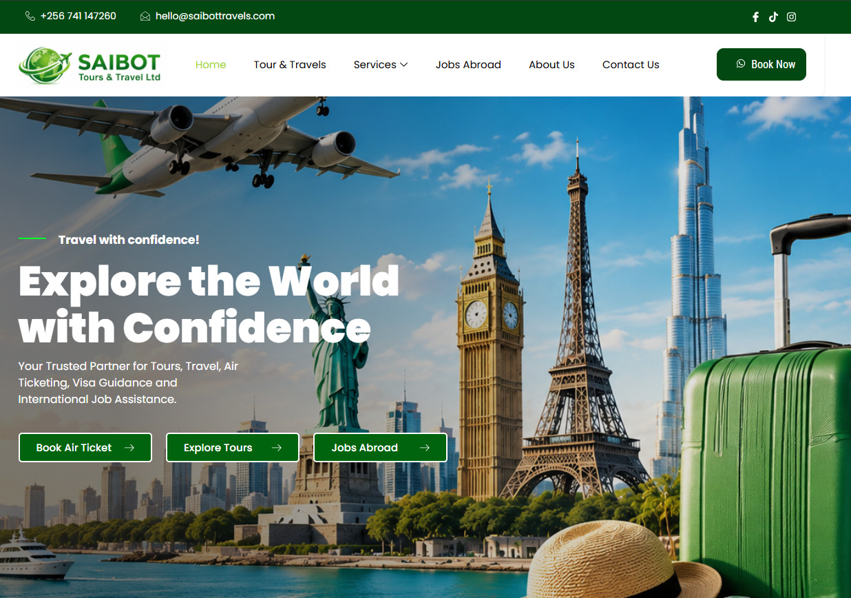 Responsive website shown on desktop